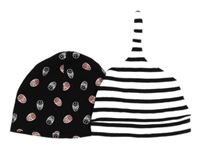 2x - Čepice - Černá se Spider-many MARVEL, bílo/černá pruhovaná