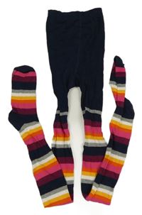 Tmavomodro-pruhované punčocháče YIGGA