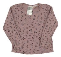 Fialovohnědé pyžamové triko s kytičkami H&M