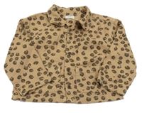 Světlehnědo-hnědo-tmavohnědá vzorovaná riflová košilová bunda s límečkem Next