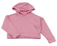 Růžová oversize crop mikina s kapucí Adidas