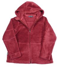 Vínová plyšová bunda s kapucí me°ru'