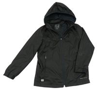 Černá šusťáková funkční jarní bunda s logem a kapucí KIPSTA