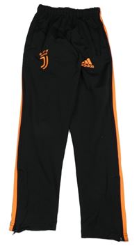 Černo-křiklavě oranžové sportovní fotbalové tepláky Juventus Adidas