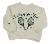 Smetanová oversize mikina s tenisovými raketami a nápisem ZARA