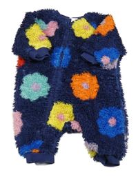 Tmavomodro-barevná květovaná huňatá kombinéza Next