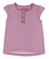 Růžovo-bílé vzorované tričko s volánky Tu