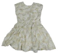 Bílé plátěné šaty se zlatými lístečky TAPE 'A L'OEIL 