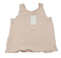 Nové - světlerůžový žebrovaný crop top s volánky MANGO