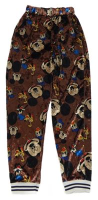 Čokoládové plyšové kalhoty s Mickey s kamarády a pruhy