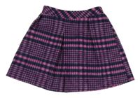 Tmavomodro-růžová kostkovaná vlněná sukně Nutmeg