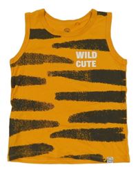 Oranžovo-černé vzorované tílko s nápisy coolclub