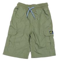 Khaki cargo capri kalhoty s chameleonem a úpletovým pasem Kids