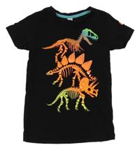 Černé tričko s kostrami dinosaurů dopodopo