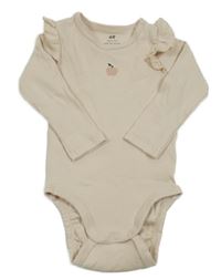Smetanové žebrované body s jablíčkem a volánky H&M