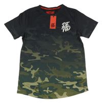 Nové - černo-army tričko s logem DFND