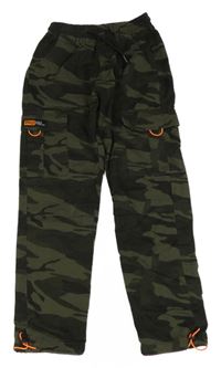 Khaki-army cargo plátěné kalhoty s nášivkou 