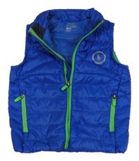 Cobaltově modrá prošívaná šusťáková zateplená vesta s logem RALPH LAUREN
