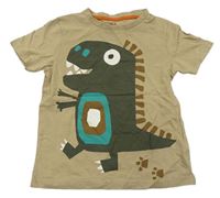 Béžové tričko s dinosaurem Tu