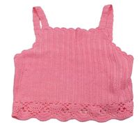 Neonově růžový pletený crop top River Island