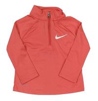Korálová sportovní funkční mikina s logem Nike