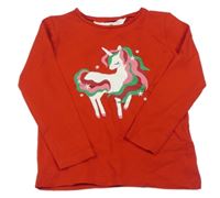 Červené triko s jednorožcem H&M