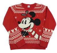 Červený vzorovaný svetr s Mickeym Next