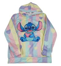 Barevná pruhovaná mikina se Stitchem a kapucí