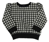 Černo-světlešedý kostkovaný crop svetr Primark