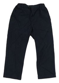 Tmavomodré plátěné chino kalhoty Zara