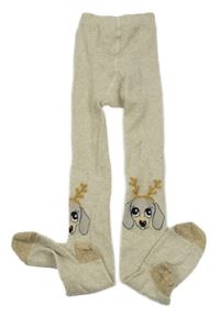 Béžové melírované punčocháče se psy H&M