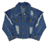 Modrá riflová crop bunda s prošoupáním Shein