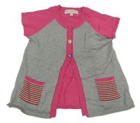 Šedo-tmavorůžový propínací svetrová vesta M&S