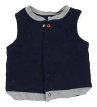 Tmavomodrá prošívaná zateplená propínací vesta s auty Bluezoo