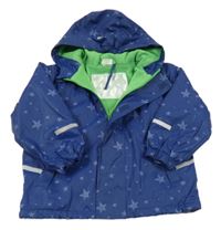 Tmavomodrá nepromokavá lehce zateplená bunda s hvězdami a kapucí Pocopiano