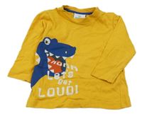 Hořčicové triko s dinosaurem Topomini