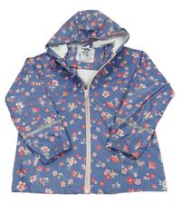 Modrá květovaná nepromokavá bunda s kapucí Lupilu