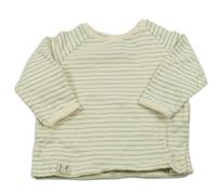 Béžovo-zelená pruhovaná propínací mikina