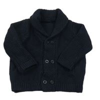 Tmavomodrý propínací svetr s límcem Matalan