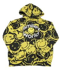 Černo-žlutá mikina se smajlíky a kapucí H&M
