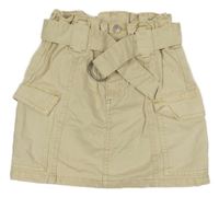 Béžová riflová cargo sukně s páskem George