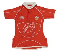 Červeno-bílé sportovní tričko s výšivkou