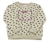 Béžová melírovaná mikina s kočkami a flitry Papagino