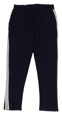 Tmavomodré teplákové chino kalhoty s pruhy Yigga