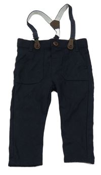 Tmavomodré kalhoty s kšandami LC Waikiki