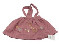 Nové - Starorůžová kostkovaná sukně s žirafou a kšandami Nutmeg