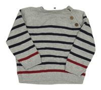 Šedo-černo-červený pruhovaný svetr Mamas&Papas