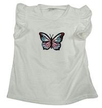 Bílé tričko s motýlem