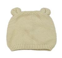 Béžová pletená čepice s oušky