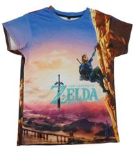 Modro-hnědé sportovní tričko s herní postavou - The Legend of Zelda